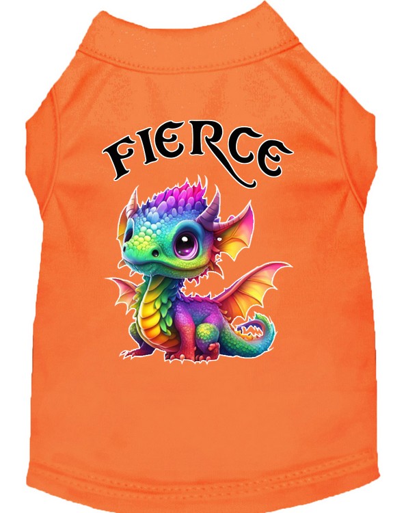 Fierce Dragon Screen Print Dog Shirt Orange XS (8)